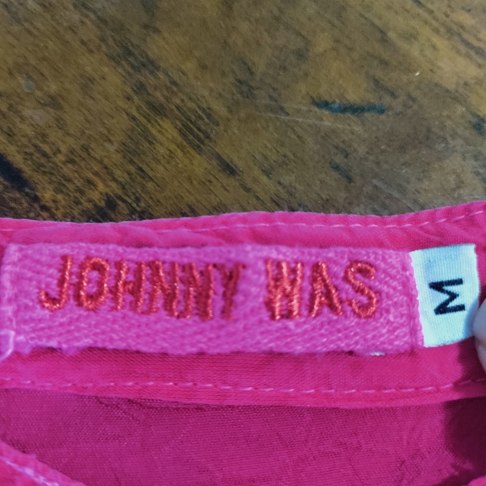 JOHNNY WAS HOT PINK EMBROIDERED MEDIUM TOP PRE-OWNED BEAUTIFUL - Picture 3 of 11
